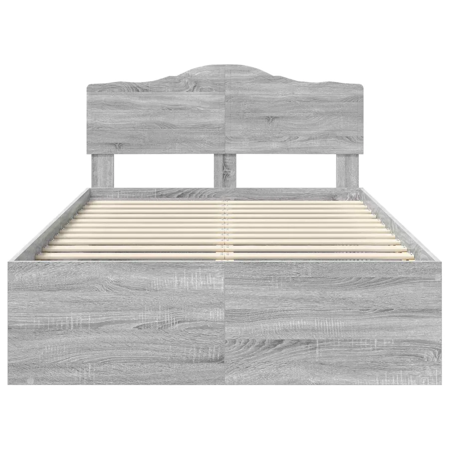 Cadre de lit Gris Sonoma 135 x 190 cm Bois de pin massif - 7
