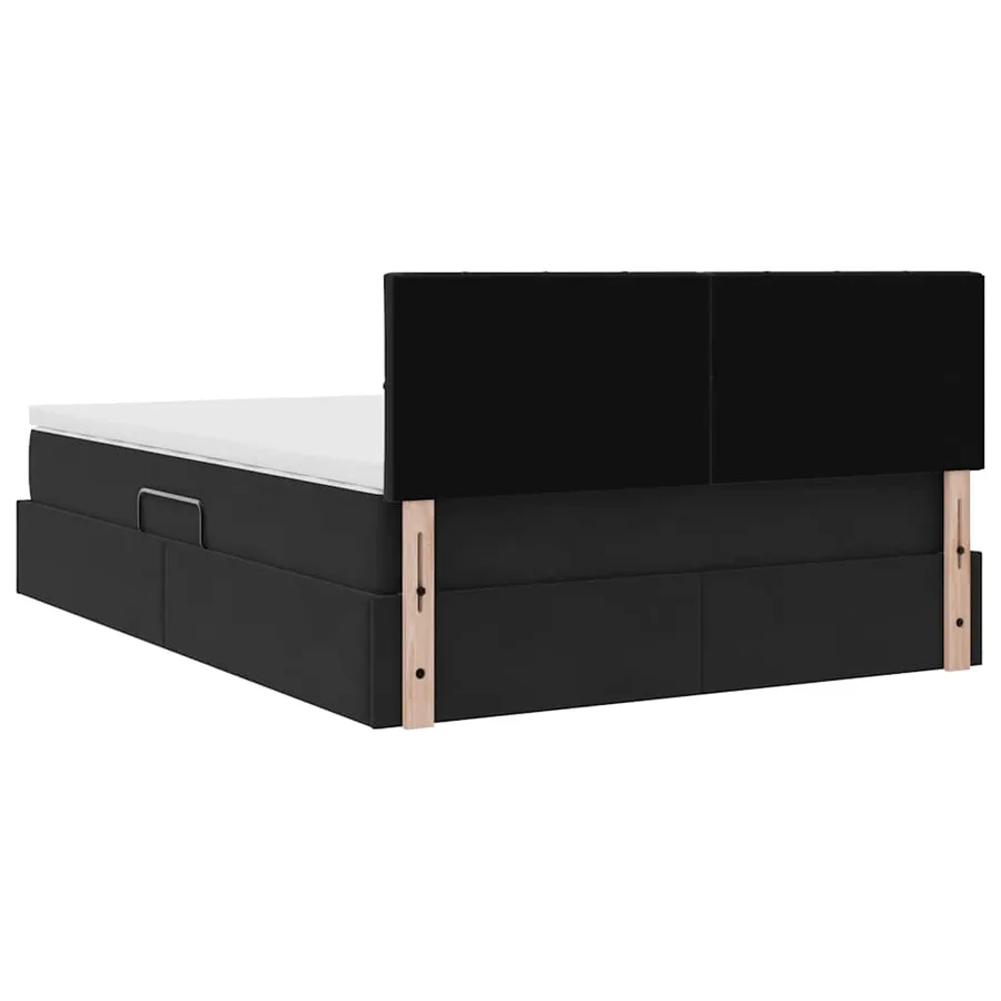 Lit de Rangement avec matelas Noir 140 x 200 cm Velours - 11