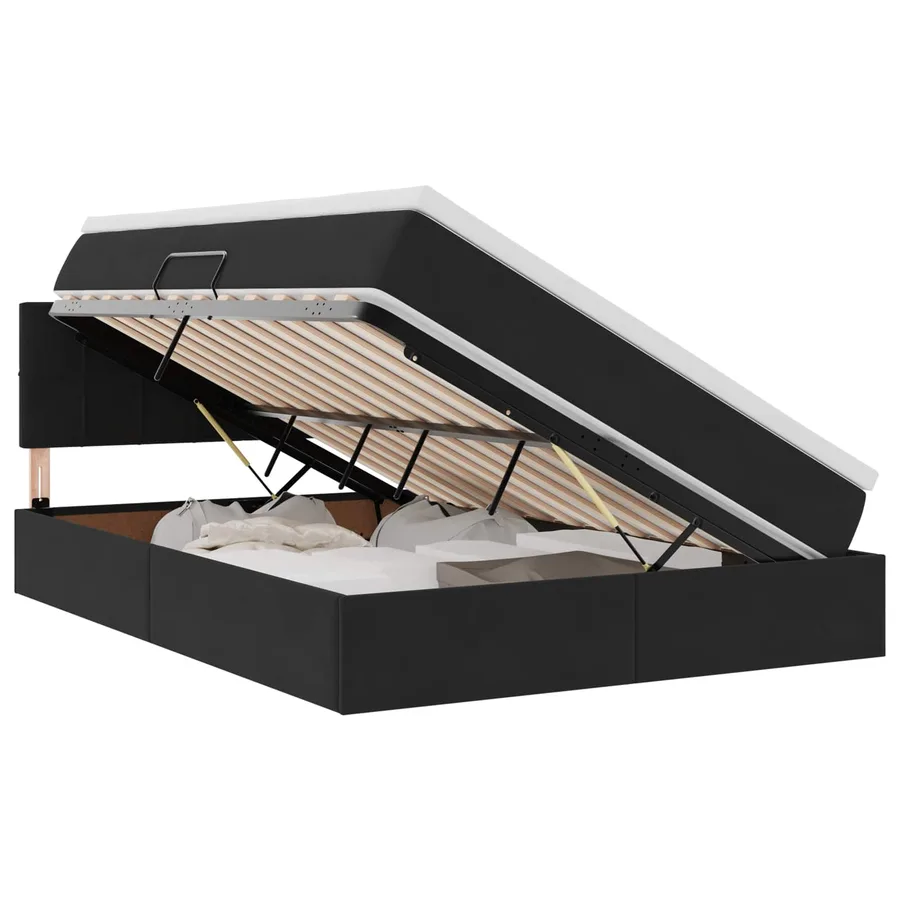 Lit de Rangement avec matelas Noir 140 x 200 cm Velours - 2