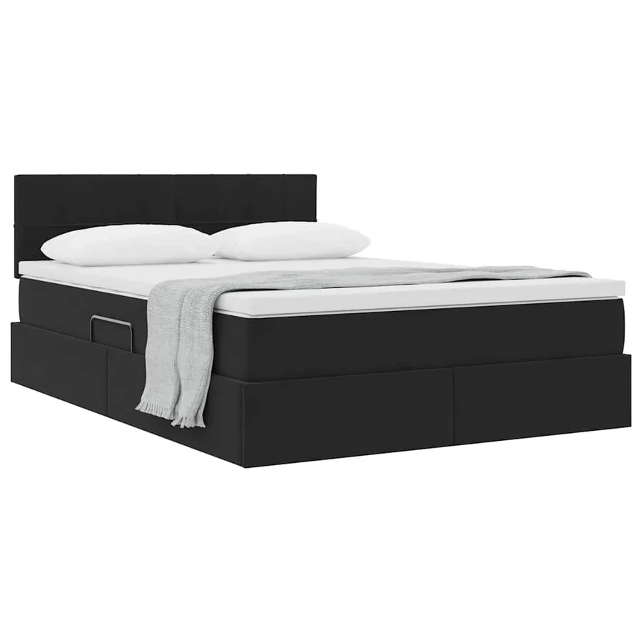 Lit de Rangement avec matelas Noir 140 x 200 cm Velours - 3