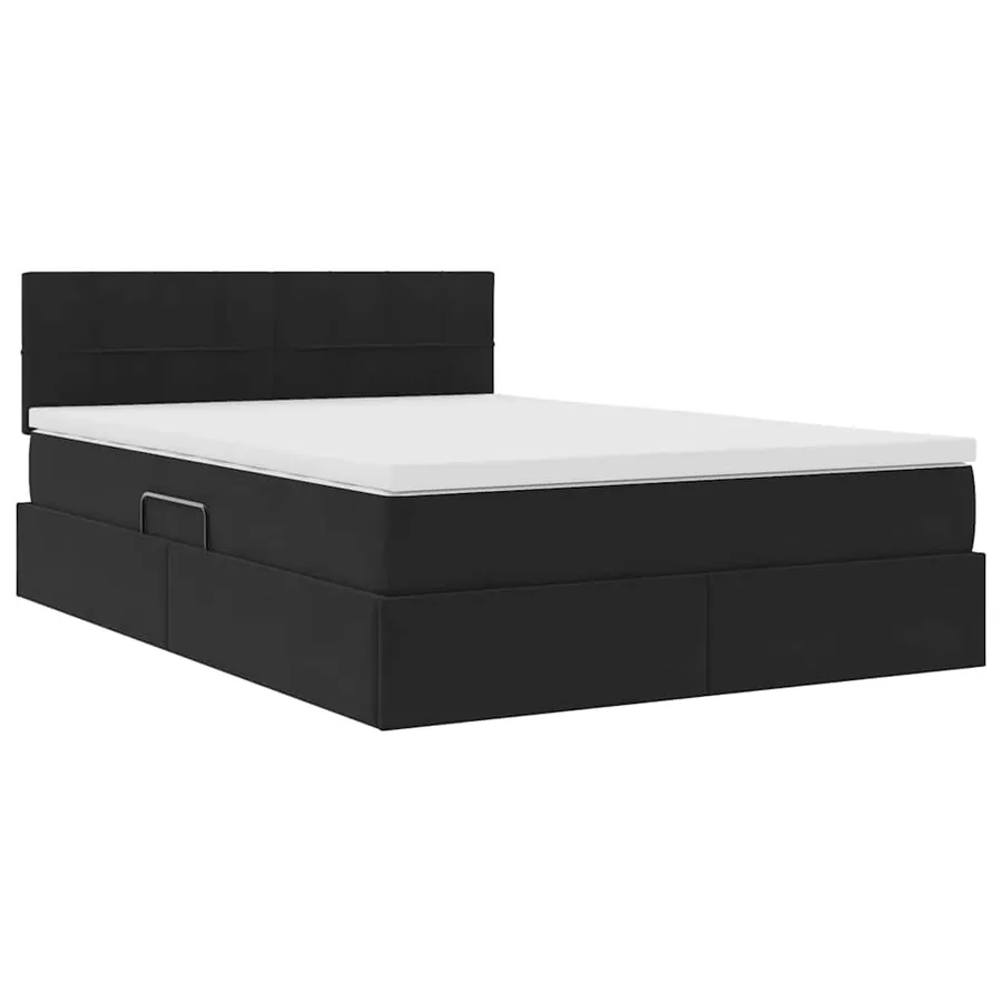 Lit de Rangement avec matelas Noir 140 x 200 cm Velours - 5