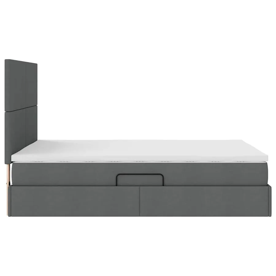 Lit de rangement LED avec matelas Gris foncé 140 x 200 cm Tissu - 11