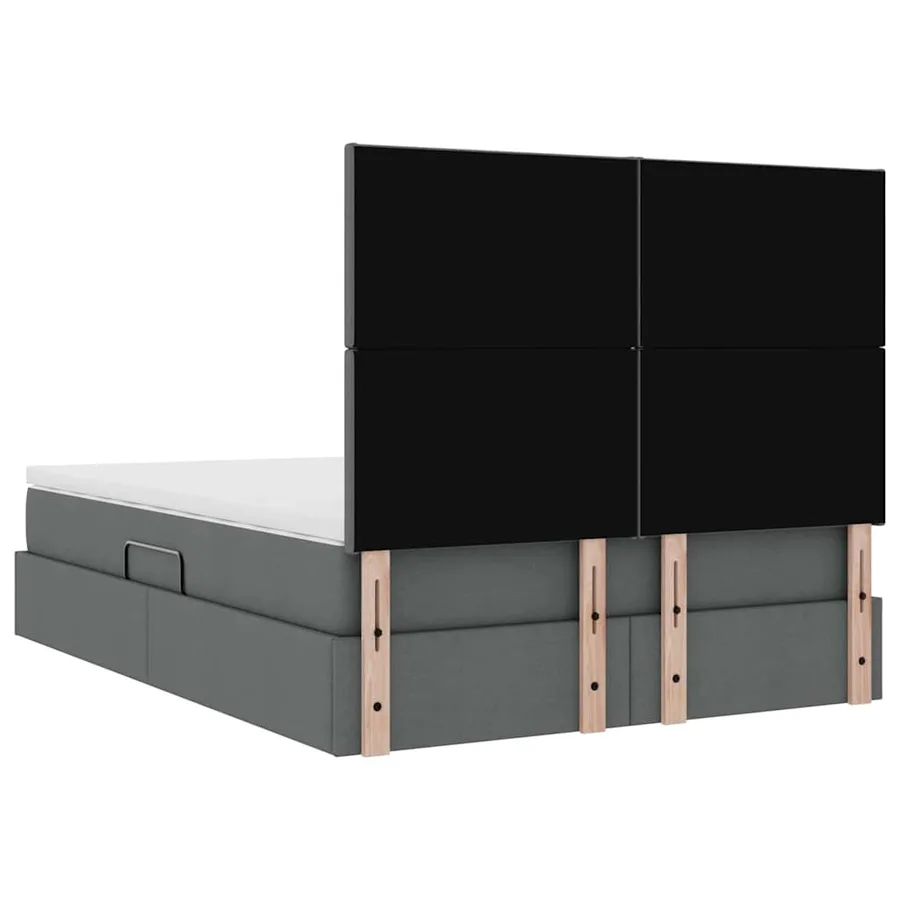 Lit de rangement LED avec matelas Gris foncé 140 x 200 cm Tissu - 12
