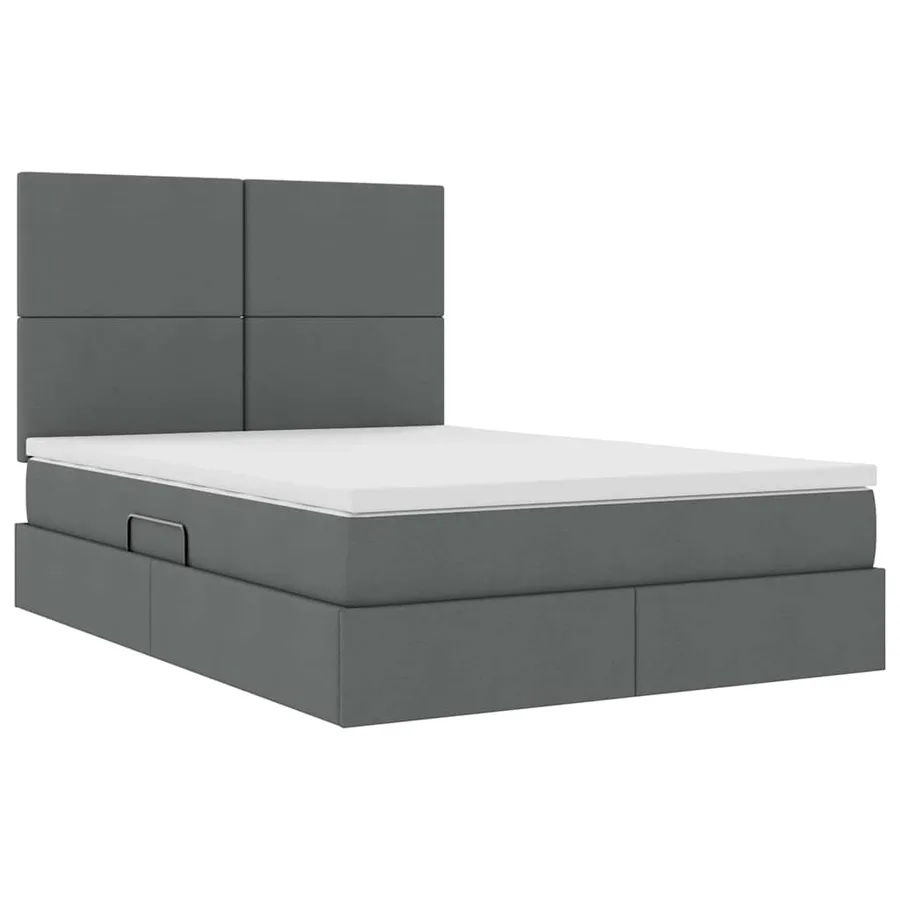 Lit de rangement LED avec matelas Gris foncé 140 x 200 cm Tissu - 6