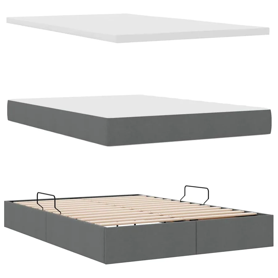 Lit de rangement LED avec matelas Gris foncé 140 x 200 cm Tissu - 9