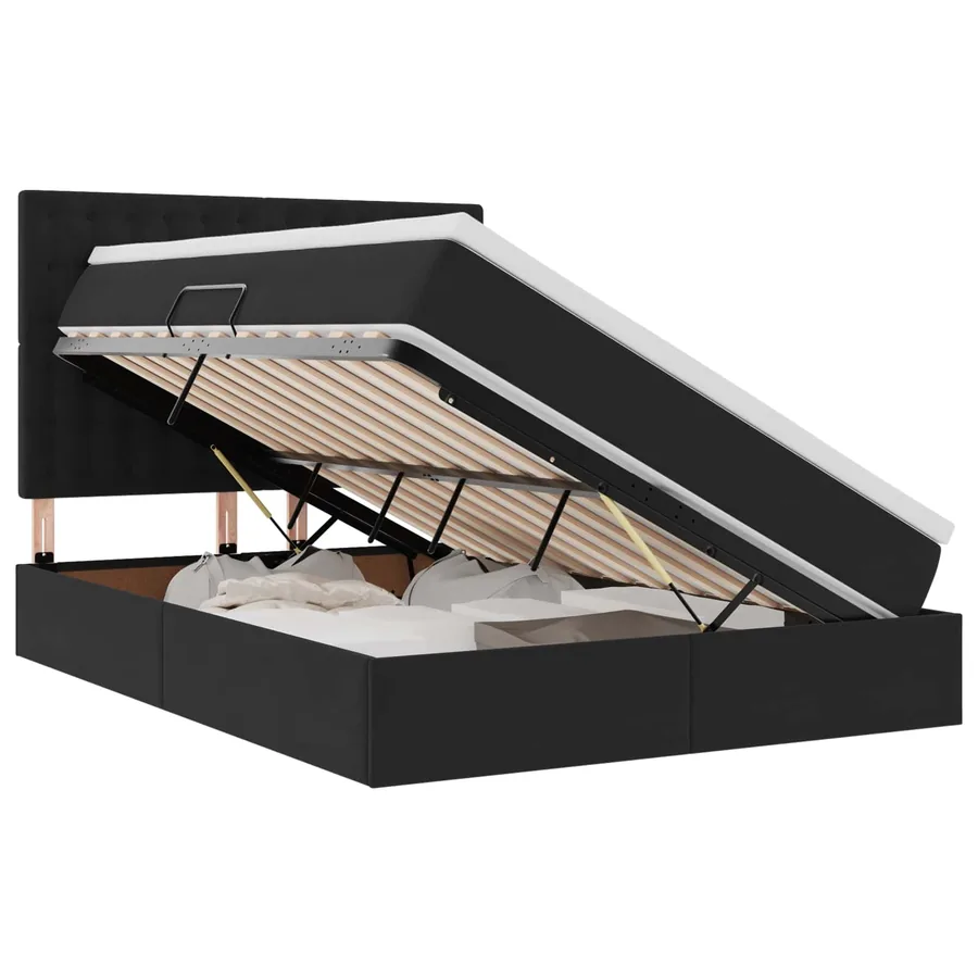 Lit de rangement LED avec matelas Noir 140 x 200 cm Velours - 2