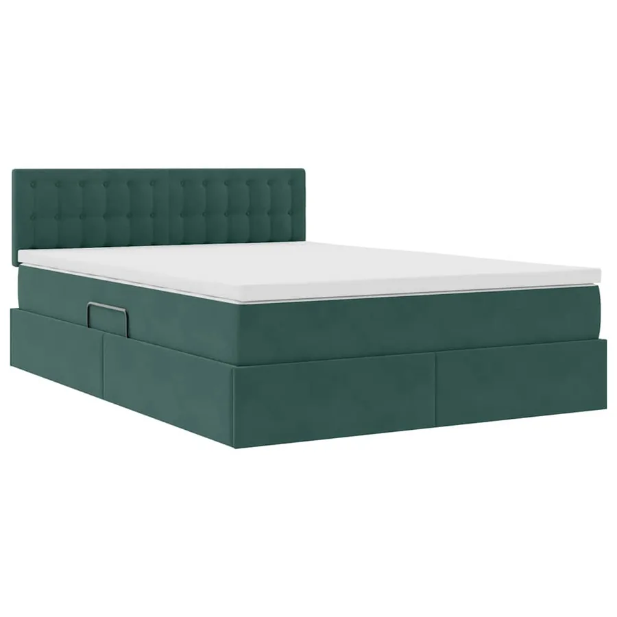 Lit de Rangement avec matelas Vert foncé 140 x 200 cm Velours - 5
