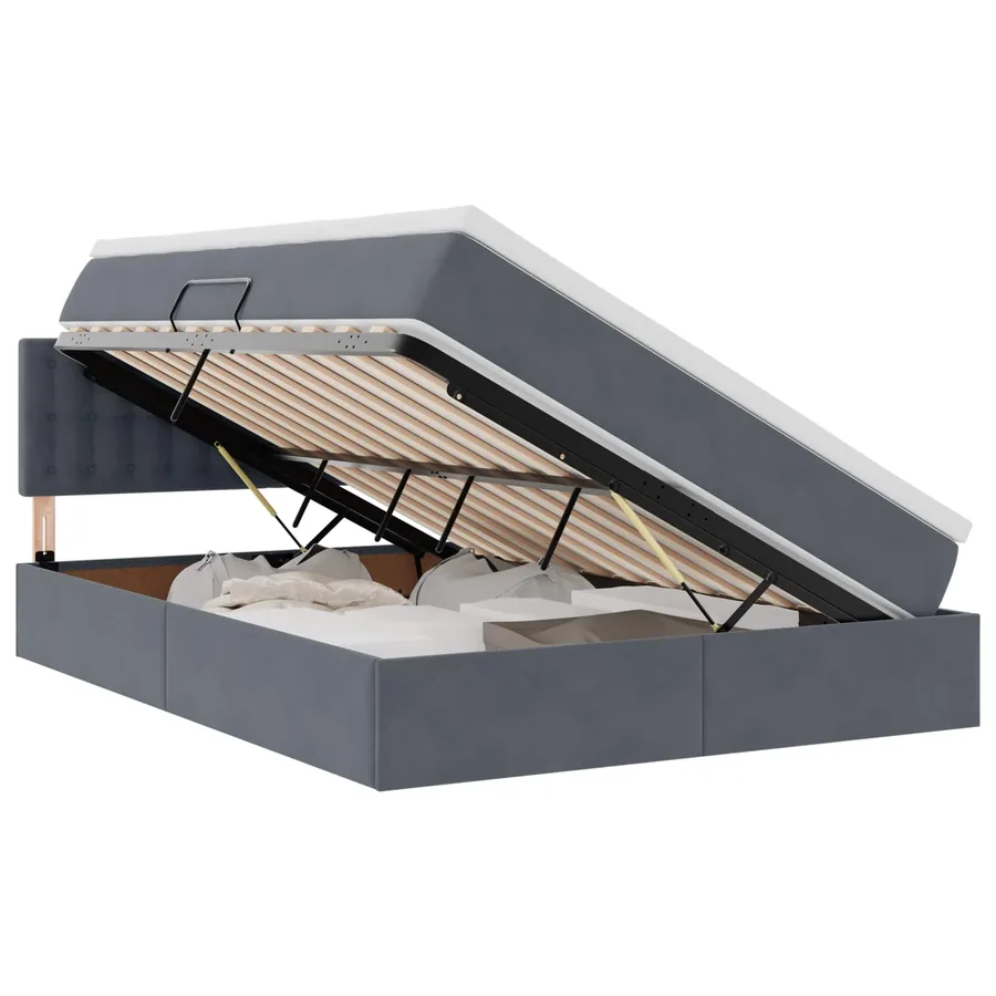 Lit de rangement LED avec matelas Gris foncé 140 x 200 cm - 2