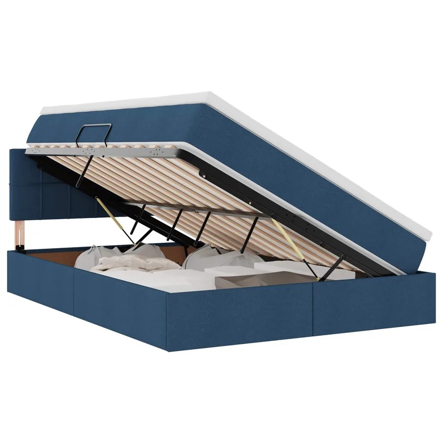 Lit de rangement LED avec matelas Bleu 140 x 200 cm Tissu - 2