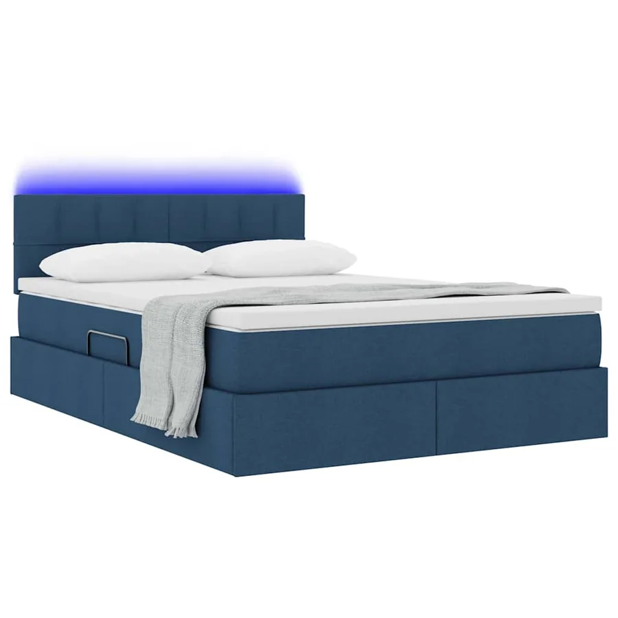 Lit de rangement LED avec matelas Bleu 140 x 200 cm Tissu - 3
