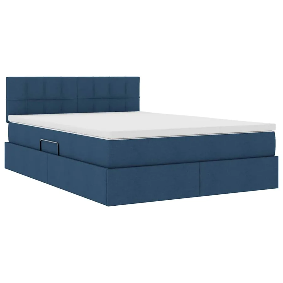 Lit de rangement LED avec matelas Bleu 140 x 200 cm Tissu - 6