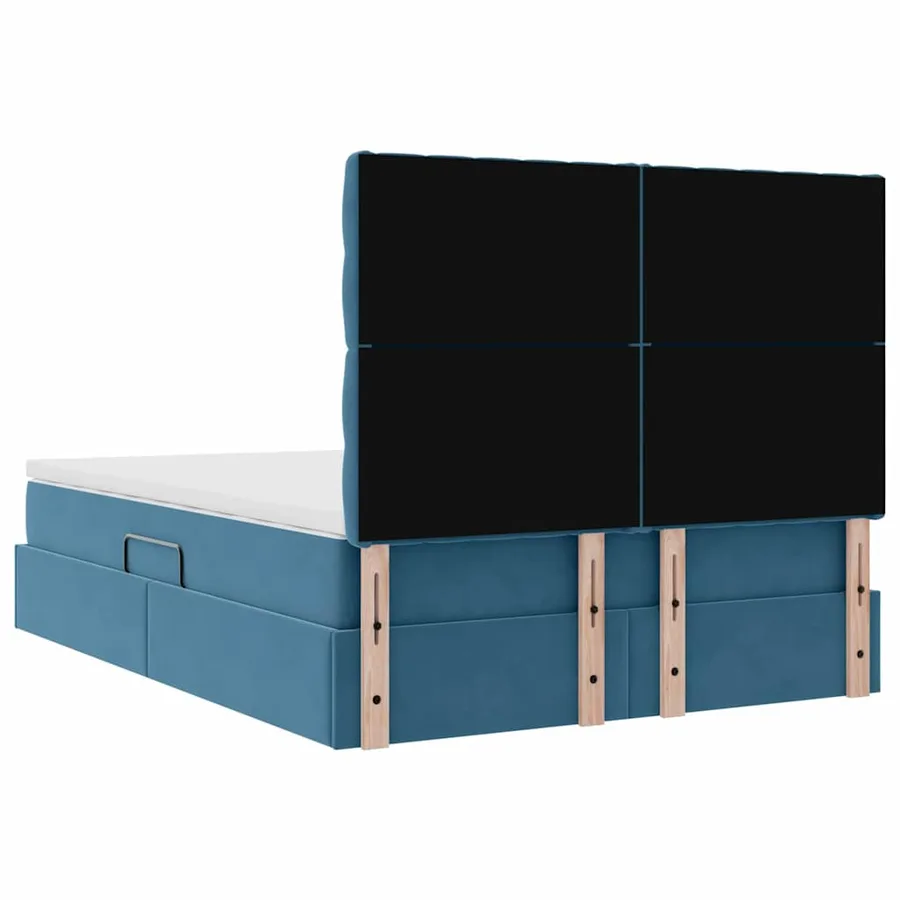 Lit avec rangement et matelas Bleu foncé 140 x 200 cm Velours - 11