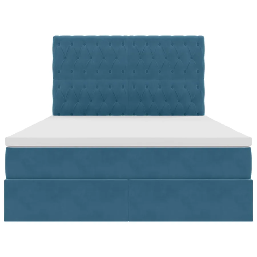Lit avec rangement et matelas Bleu foncé 140 x 200 cm Velours - 7