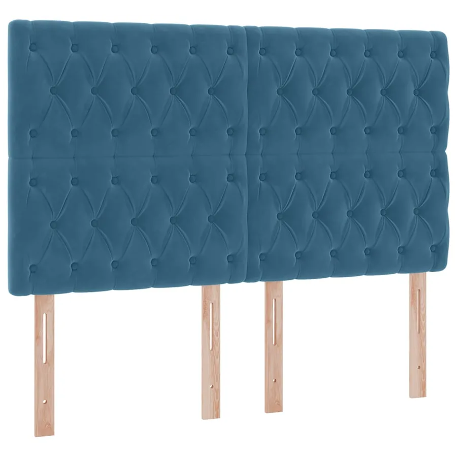 Lit avec rangement et matelas Bleu foncé 140 x 200 cm Velours - 9