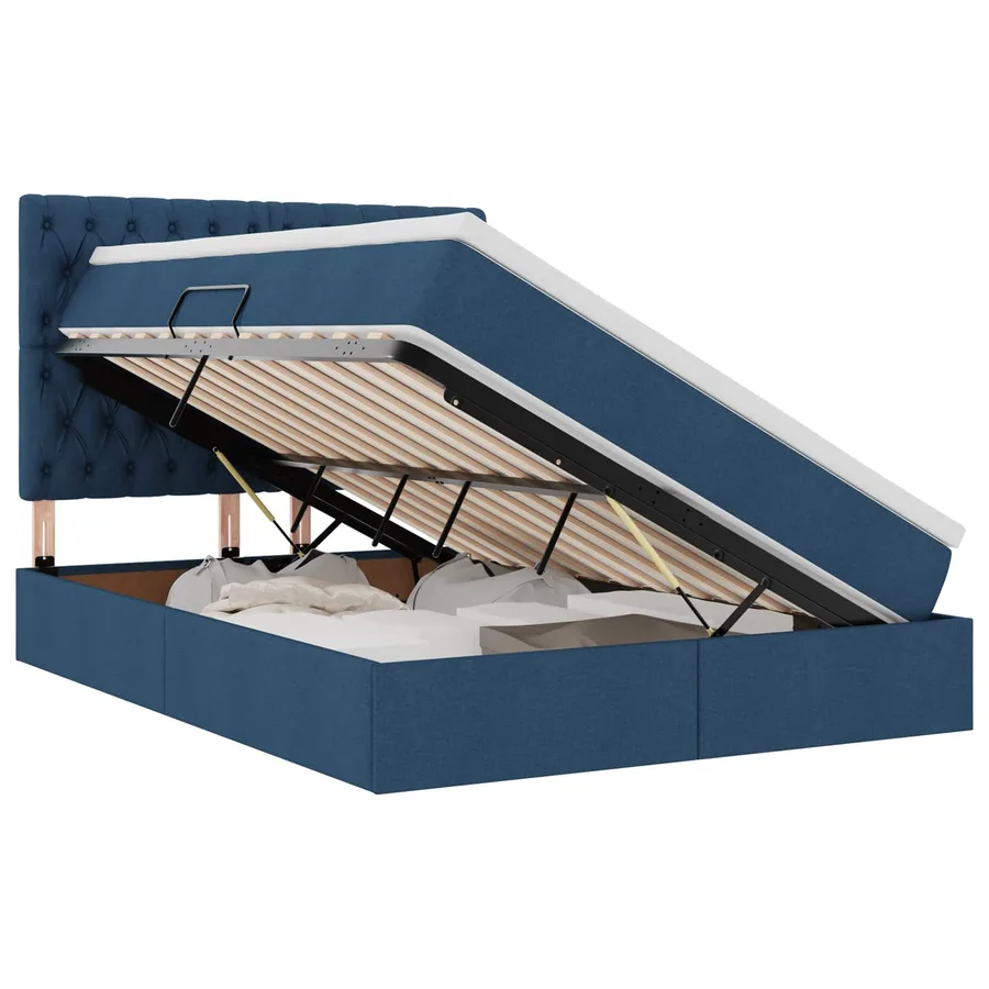 Lit de rangement LED avec matelas Bleu 140 x 200 cm Tissu - 2