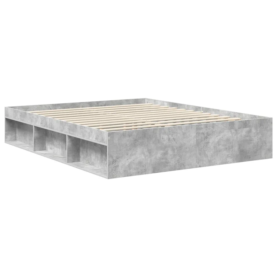 Cadre de lit avec tête de lit Béton 160 x 200 cm Pin massif - 5