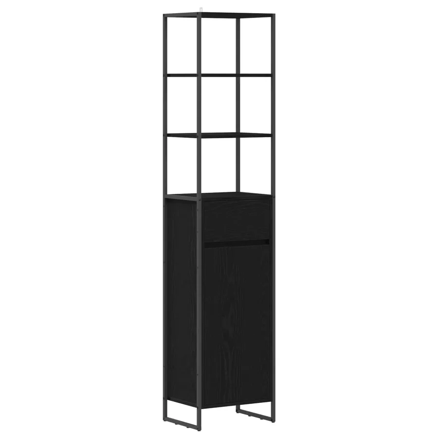 Cabinet de salle de bain avec porte Chêne noir 40 x 30 x 180 cm - 2