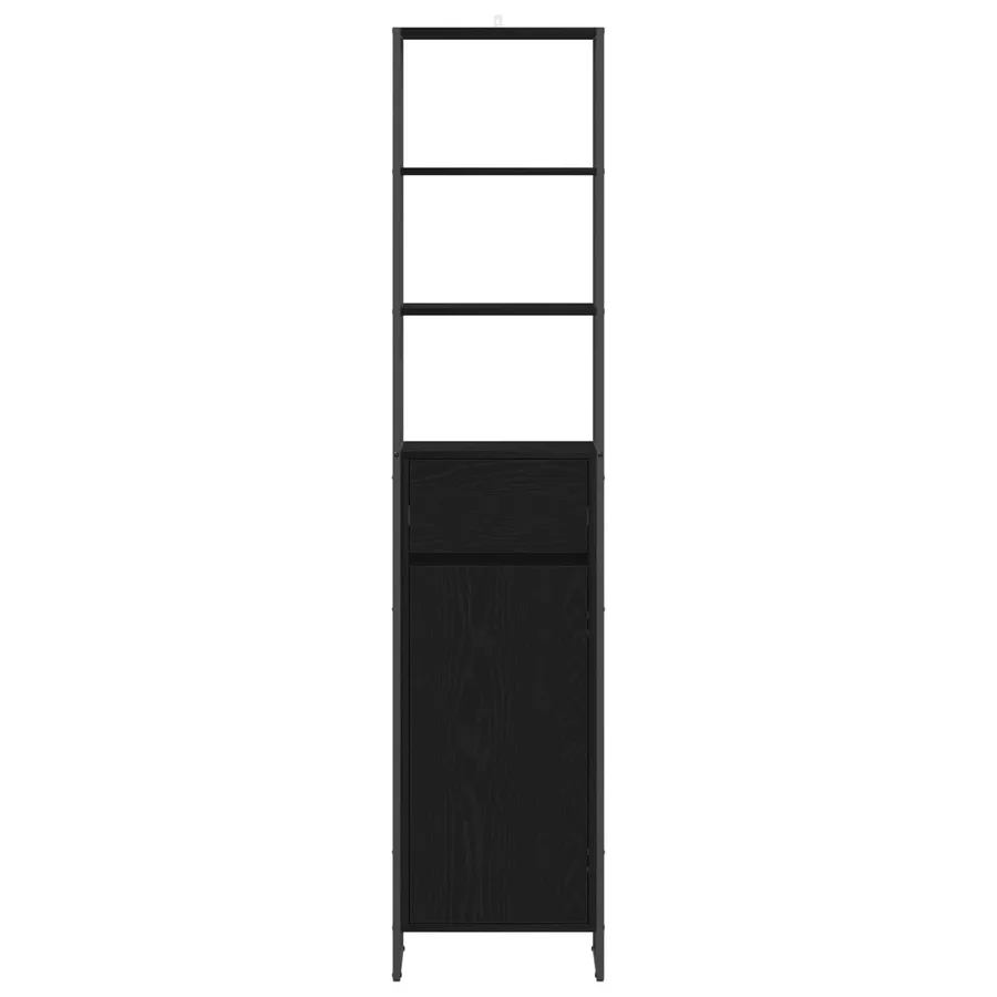 Cabinet de salle de bain avec porte Chêne noir 40 x 30 x 180 cm - 5