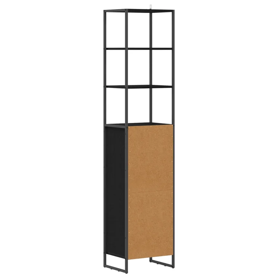 Cabinet de salle de bain avec porte Chêne noir 40 x 30 x 180 cm - 7