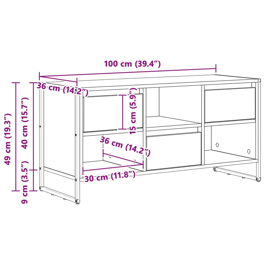 Meuble TV Bois Ancien 100 x 36 x 49,5 cm Bois d'ingénierie - 12