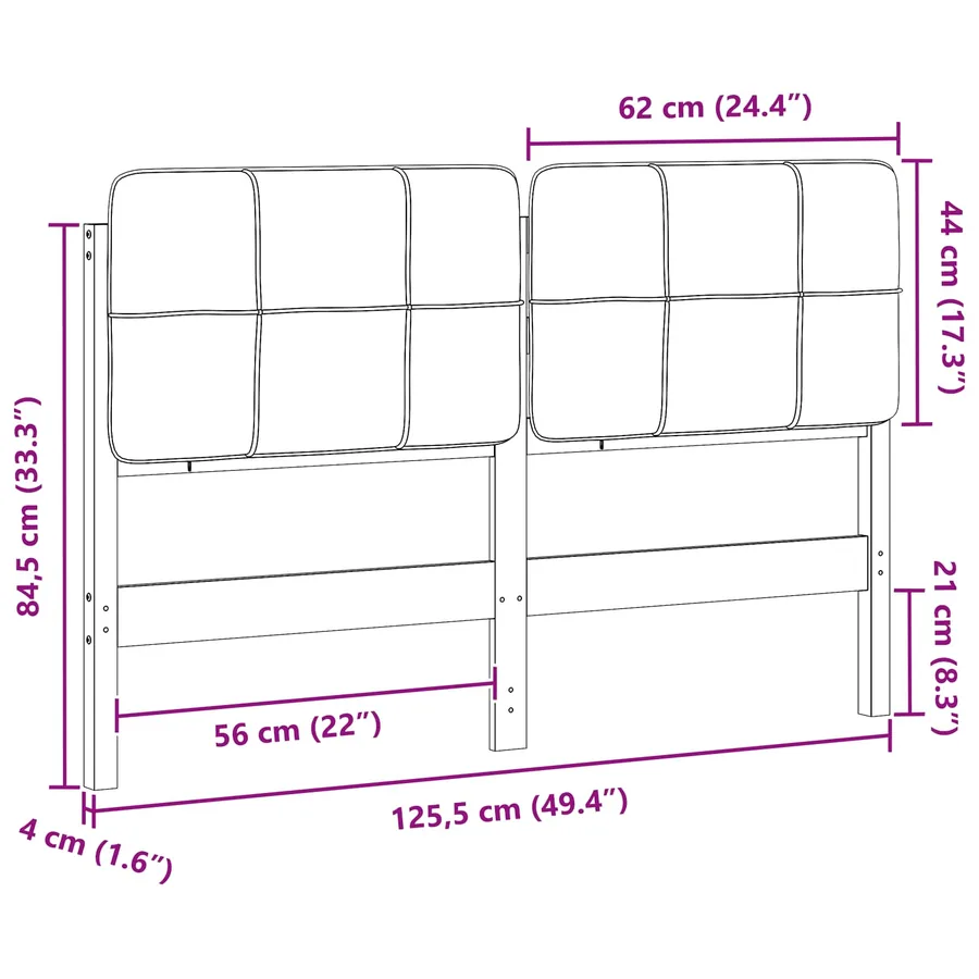 Tête de lit capitonnée Marron et Taupe 120 cm Pin massif - 13