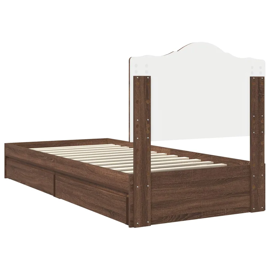 Lit de Rangement Chêne brun 100 x 200 cm Bois d'ingénierie - 10