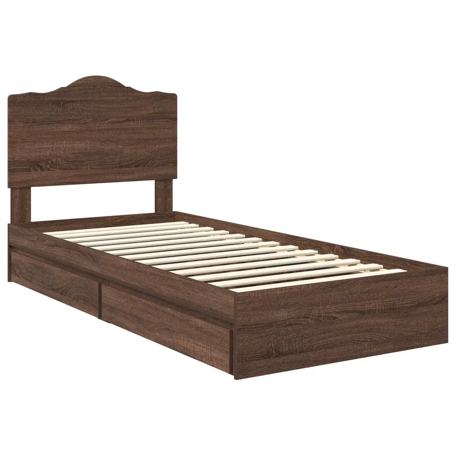 Lit de Rangement Chêne brun 100 x 200 cm Bois d'ingénierie - 4