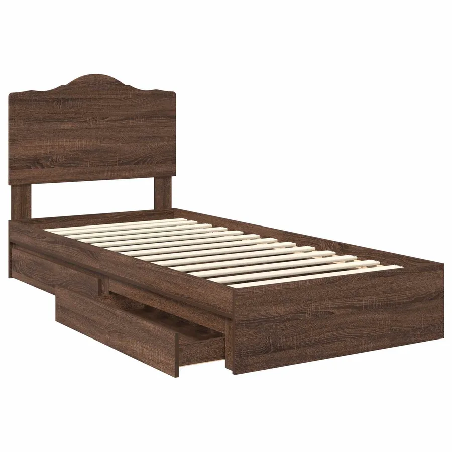 Lit de Rangement Chêne brun 100 x 200 cm Bois d'ingénierie - 5