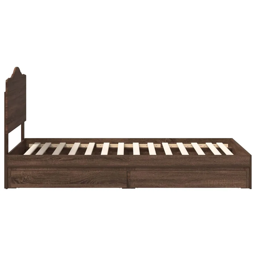 Lit de Rangement Chêne brun 100 x 200 cm Bois d'ingénierie - 9