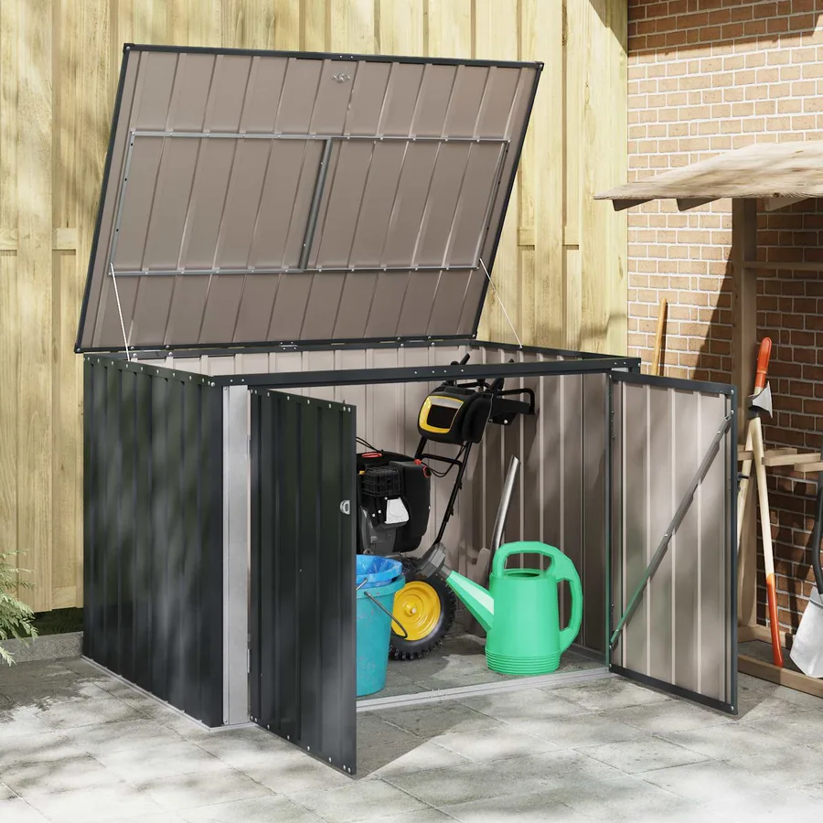 Boîte de Rangement de Jardin Noir 151,5 x 107 x 100 cm Acier - 4