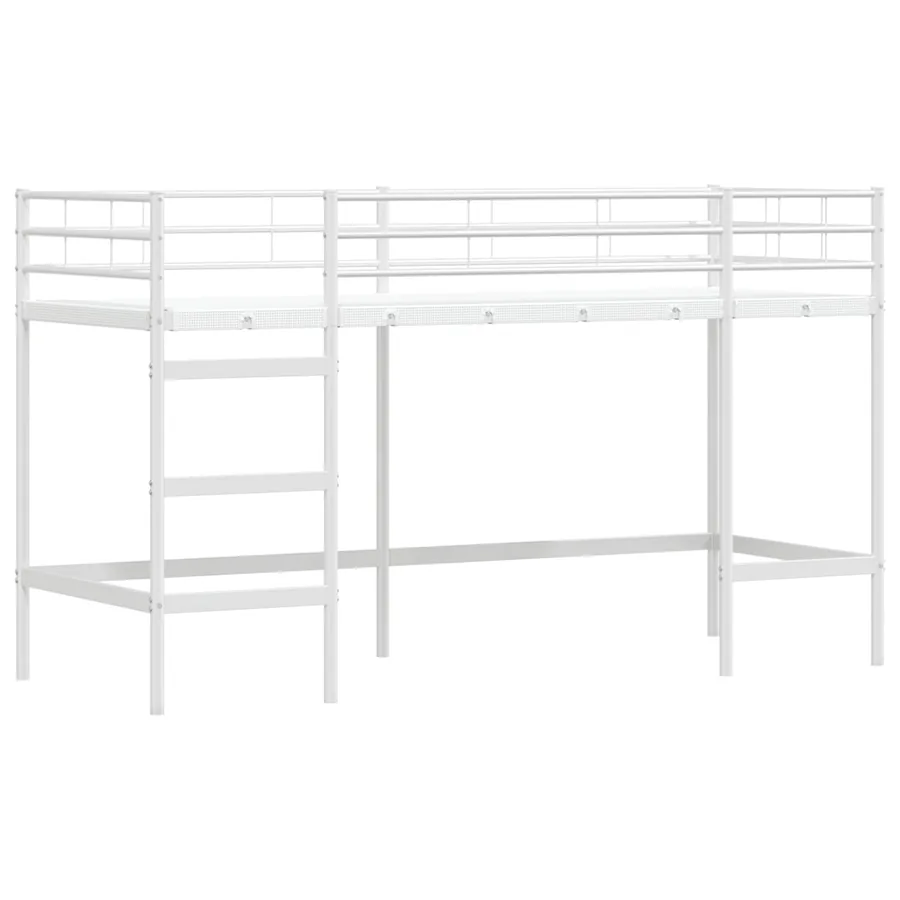 Cadre de Lit Mezzanine pour Enfants avec Rideaux Blanc et rose - 5