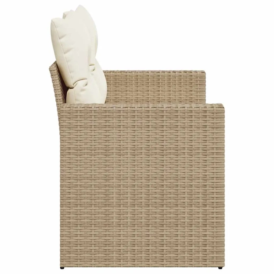 Canapé de jardin avec coussins 2 places beige résine tressée - 5