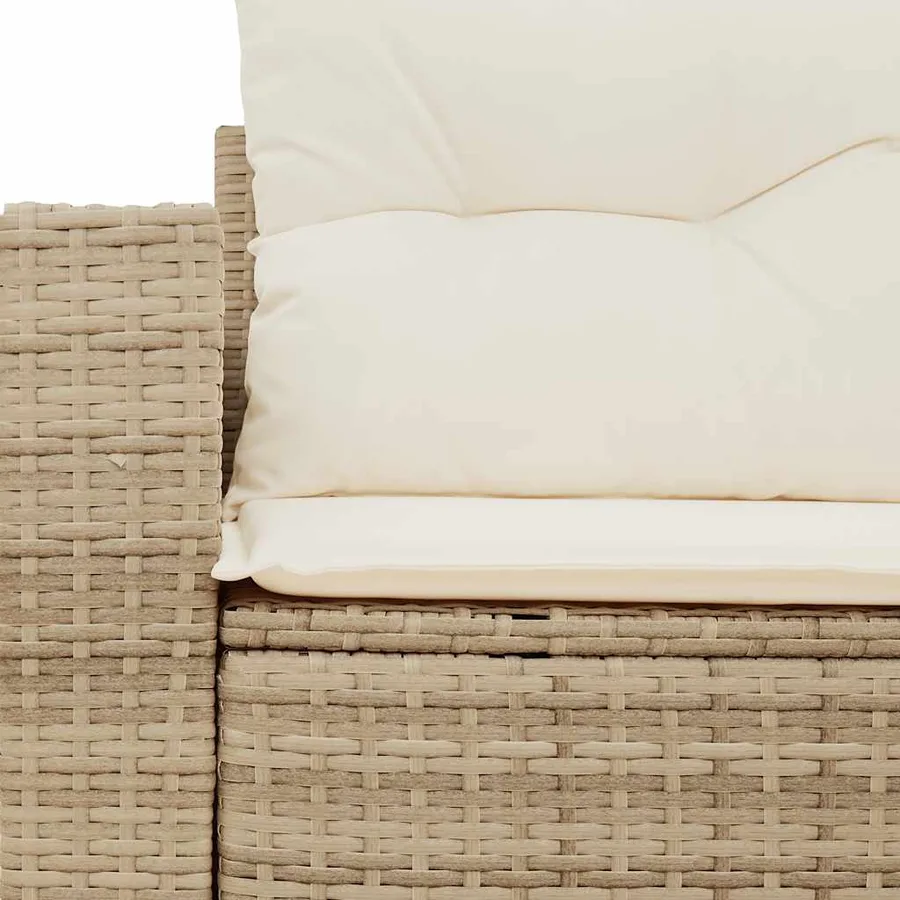 Canapé de jardin avec coussins 2 places beige résine tressée - 7