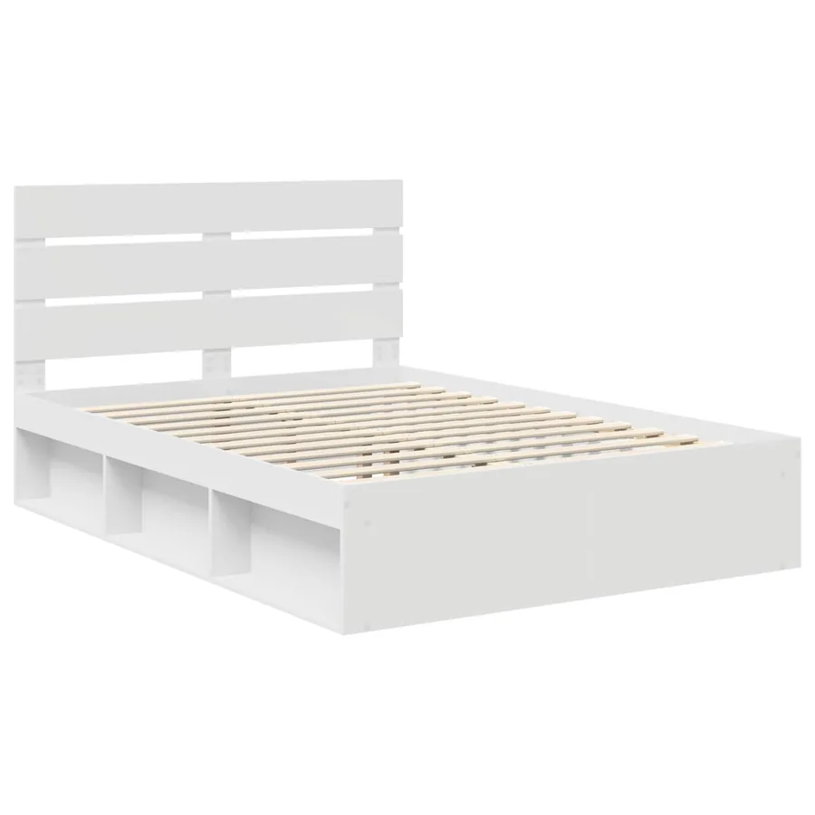Cadre de lit Blanc 140 x 190 cm Bois de pin massif - 4