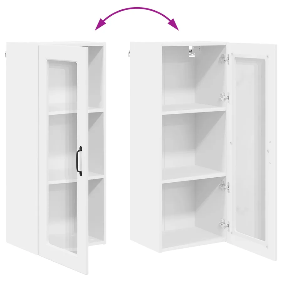 Cabinet en verre mural PORTO Blanc 40 x 31 x 100 cm - 11