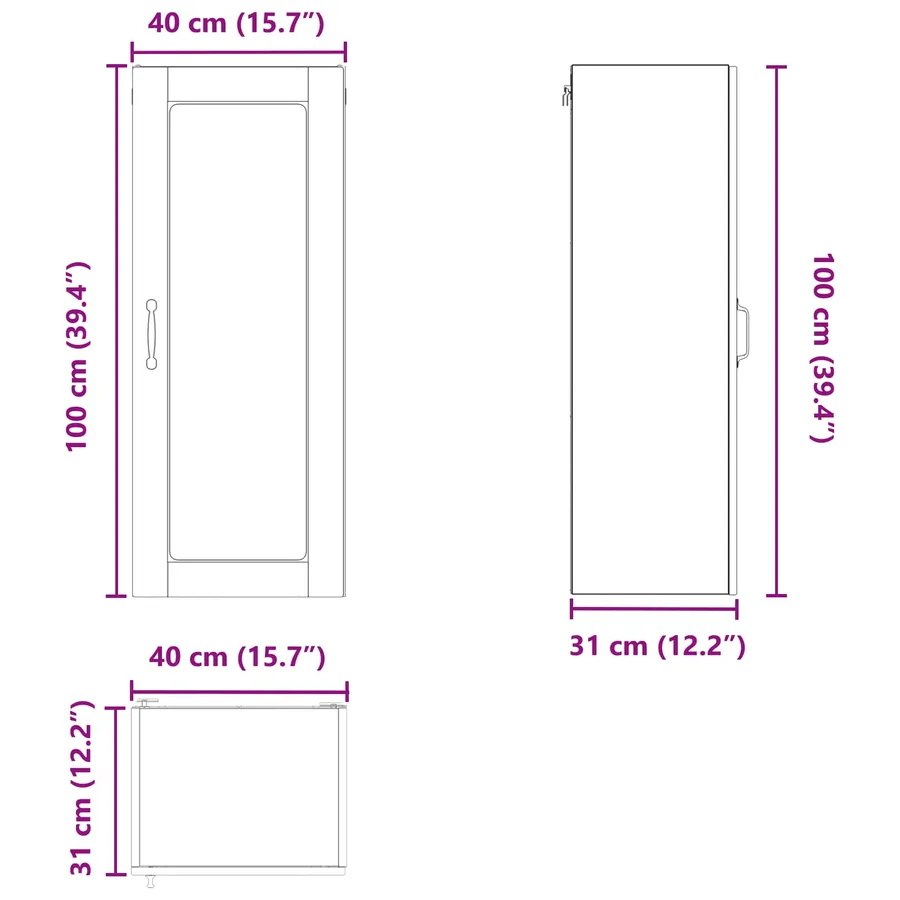 Cabinet en verre mural PORTO Blanc 40 x 31 x 100 cm - 13