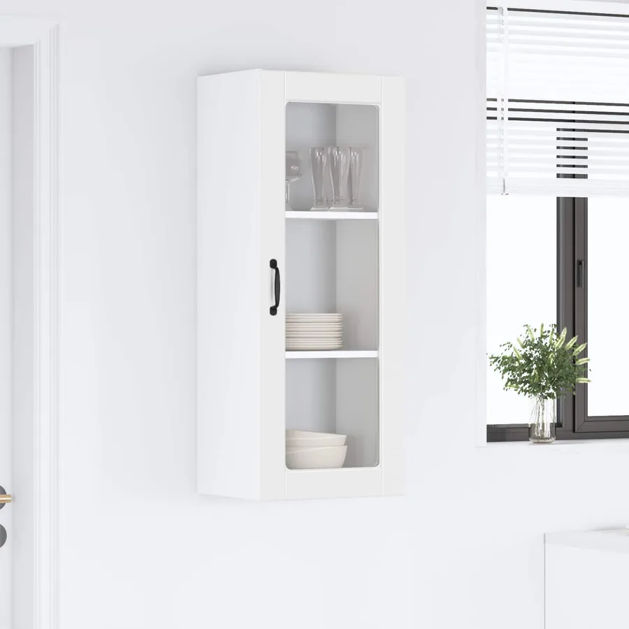 Cabinet en verre mural PORTO Blanc 40 x 31 x 100 cm - 4