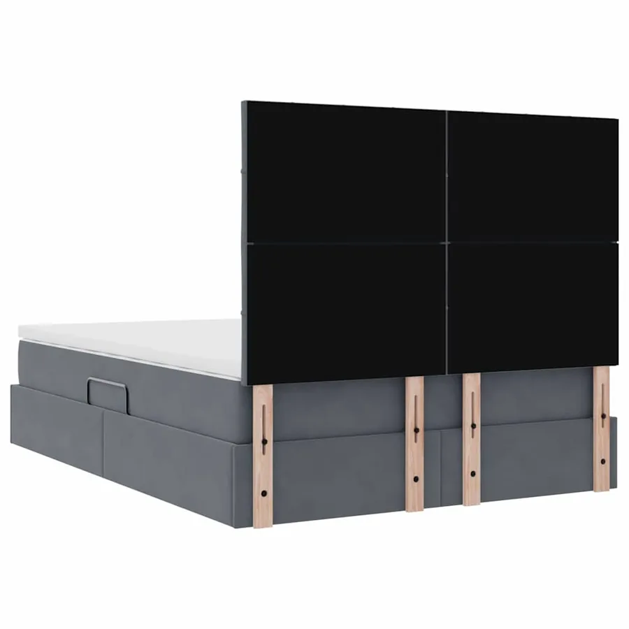 Lit avec rangement et matelas Gris foncé 140 x 200 cm Velours - 11