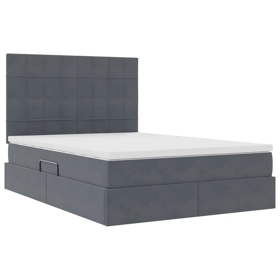 Lit avec rangement et matelas Gris foncé 140 x 200 cm Velours - 5