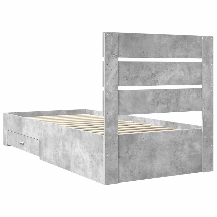 Cadre de lit Gris béton 90 x 200 cm Bois d'ingénierie - 9