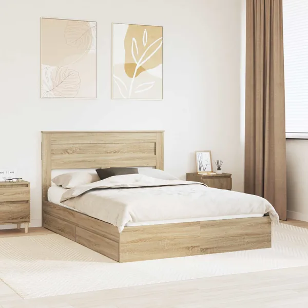 Lit de Rangement Chêne Sonoma 140 x 190 cm Bois d'ingénierie
