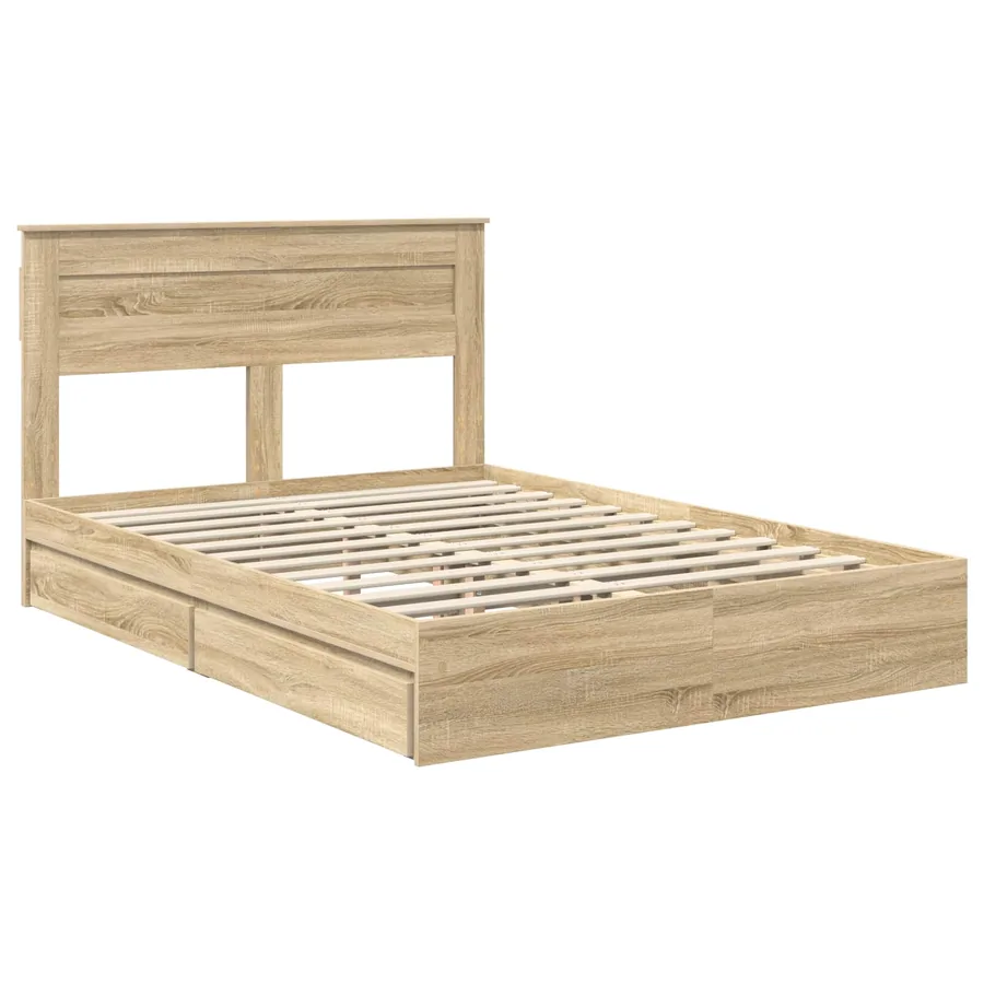 Lit de Rangement Chêne Sonoma 140 x 190 cm Bois d'ingénierie - 4