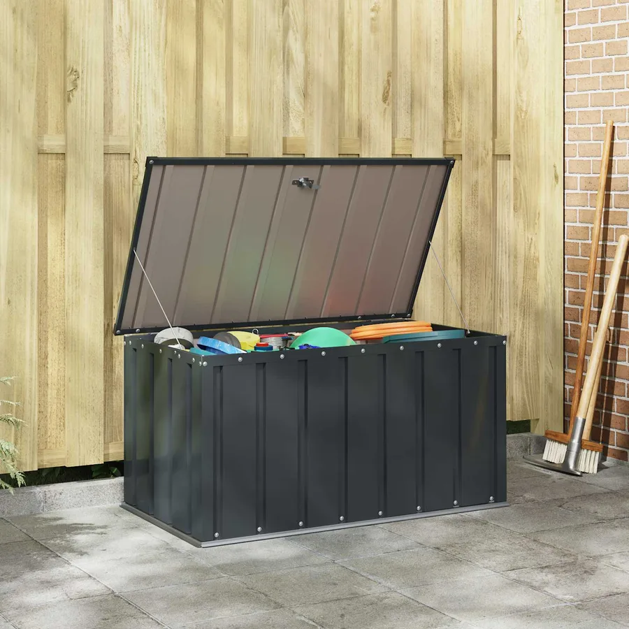 Boîte de Rangement de Jardin Noir 101 x 56,5 x 50 cm Acier - 4