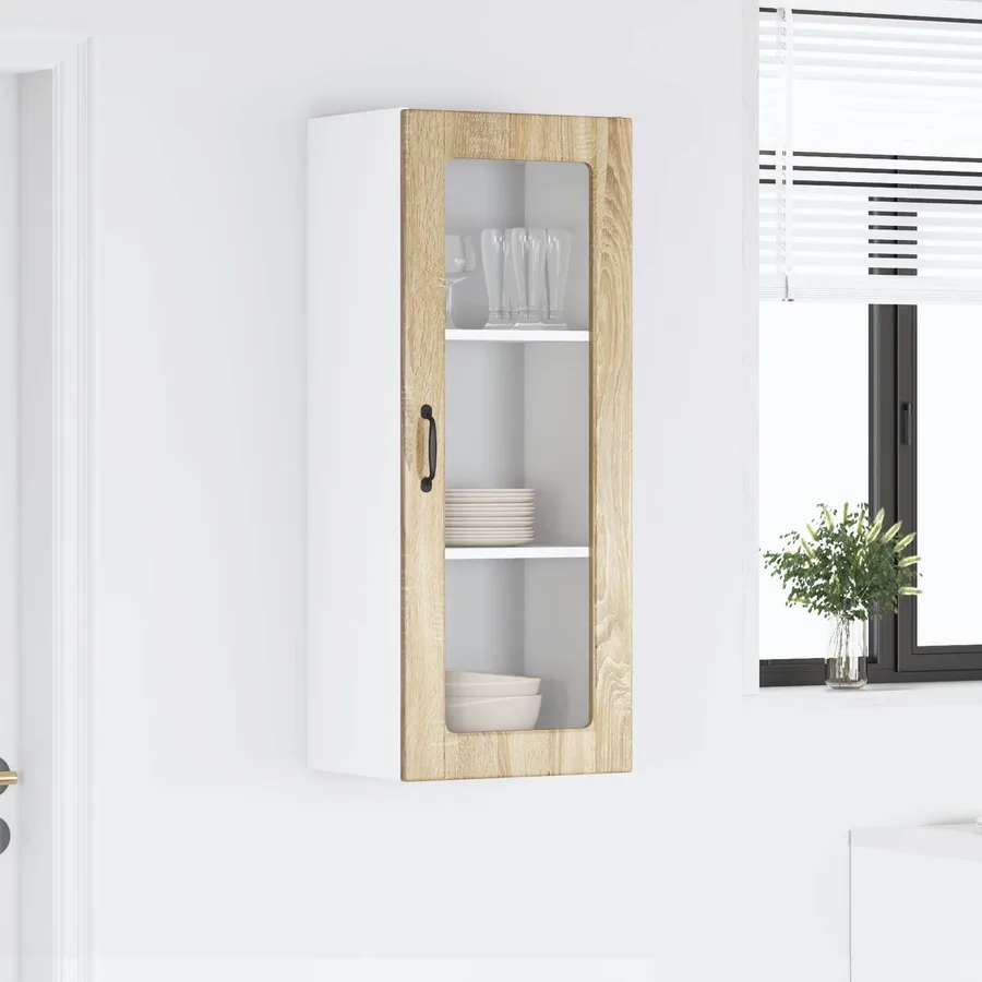 Cabinet en verre mural PORTO Chêne Sonoma 40 x 31 x 100 cm - 4