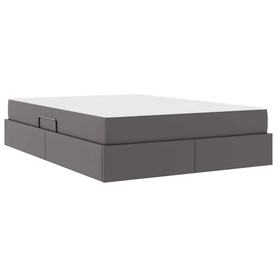 Lit avec rangement et matelas avec matelas 2 pcs Gris Cuir - 10