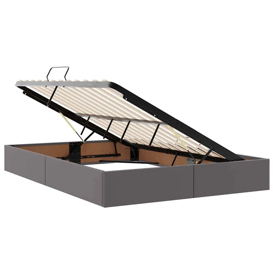 Lit avec rangement et matelas avec matelas 2 pcs Gris Cuir - 6