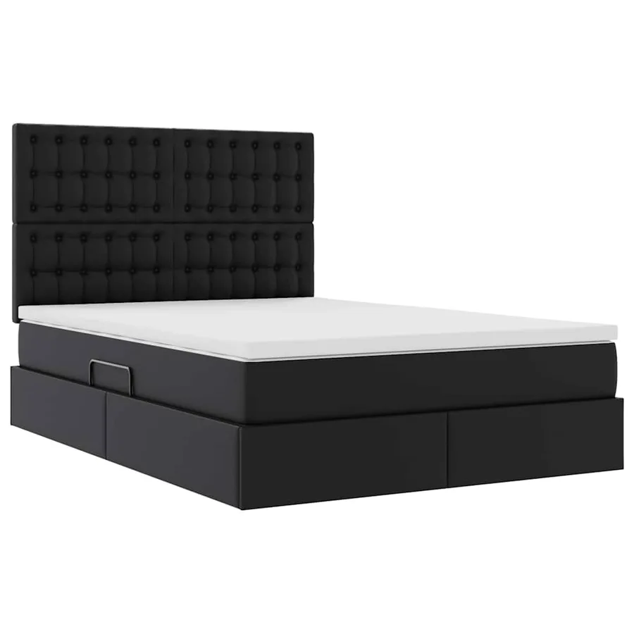 Lit avec rangement et LED Noir 140 x 200 cm Simili cuir - 6