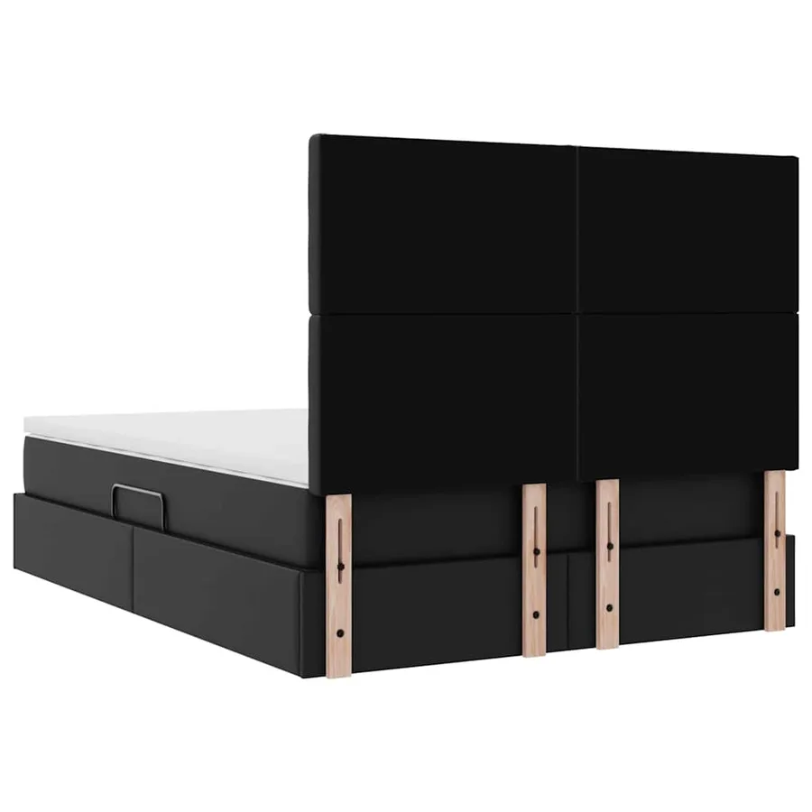 Lit avec rangement et LED Noir 140 x 200 cm Simili cuir - 8