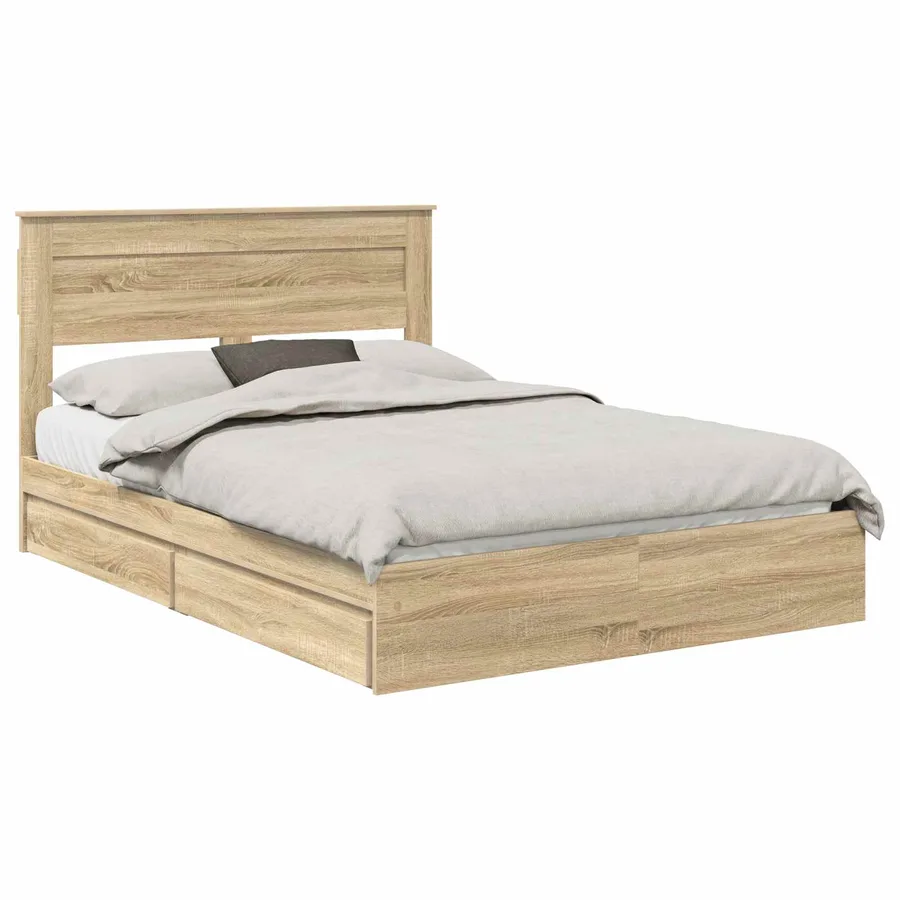 Lit de Rangement Chêne Sonoma 140 x 200 cm Bois d'ingénierie - 2
