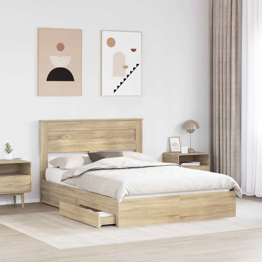 Lit de Rangement Chêne Sonoma 140 x 200 cm Bois d'ingénierie - 3